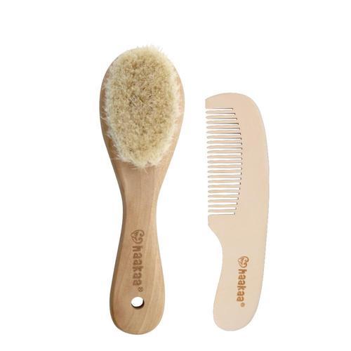Haakaa: Goat Wool - Wooden Baby Hair Brush & Comb Set