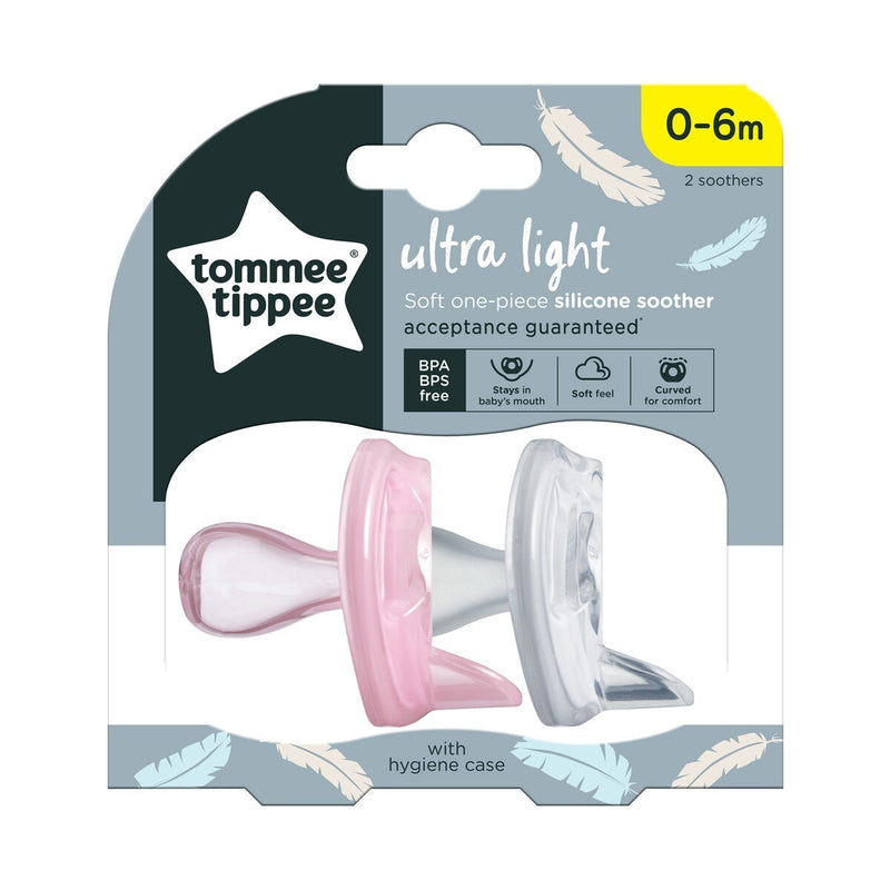 Tommee Tippee: Ultra-lite Silicon Soothers - 2-Pack (0-6m) (Assorted Designs)