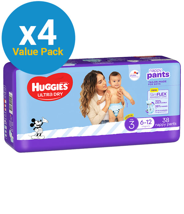 Huggies: Ultra Dry Convenience Nappy Crawler Boy Pants - Size 3 (152) (4 Pack)