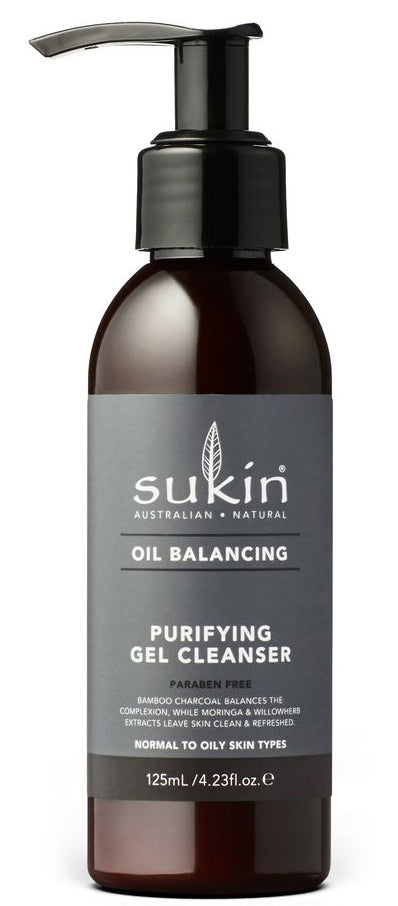 Sukin: Oil Balancing + Charcoal Purifying Gel Cleanser (125ml)