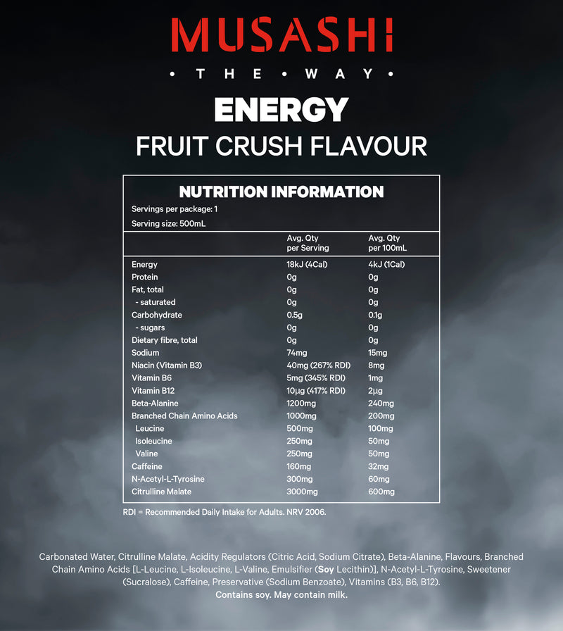 Musashi Energy Drinks - Fruit Crush (500ml) x 12