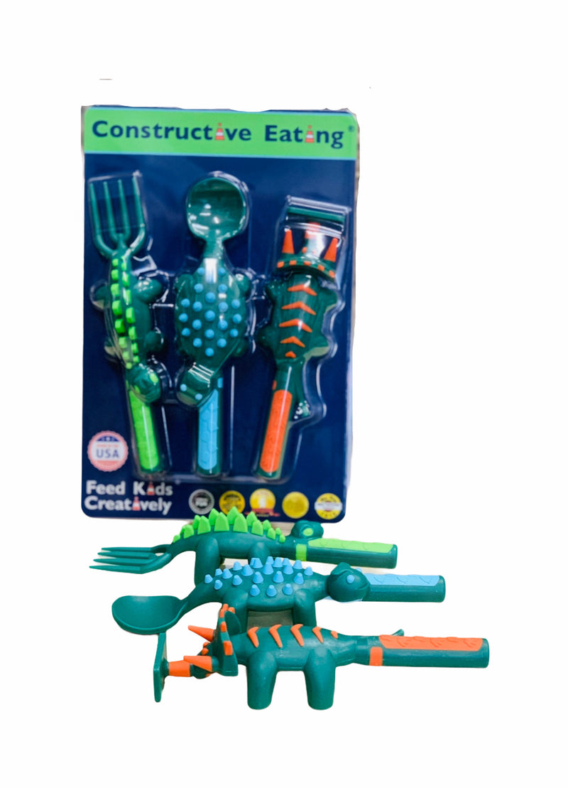Constructive Eating: Dinosaur 3 Piece Cutlery Set