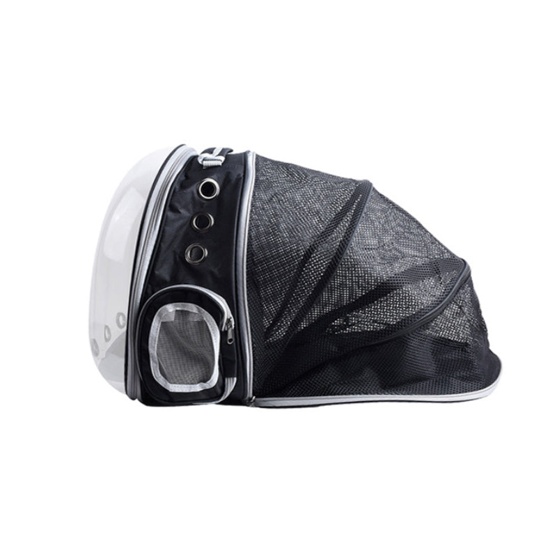 Comfortable Foldable Transparent Pet Backpack for Outdoor and Travels- Black