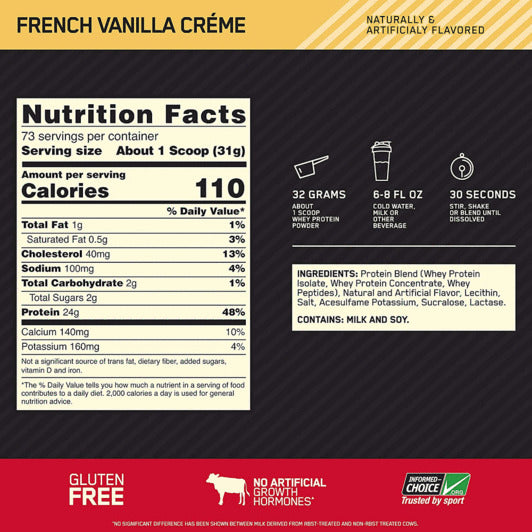 Optimum Nutrition Gold Standard 100% Whey - French Vanilla Creme (2.27kg)