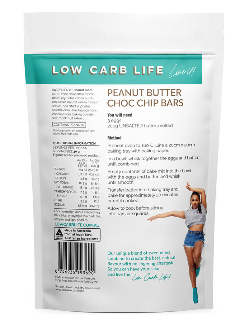 Low Carb Life - Peanut Butter Choc Chip Bars (300g)