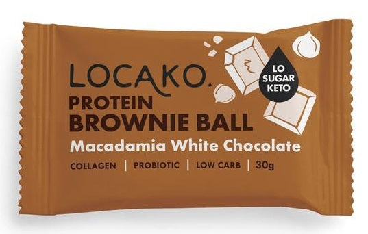 Locako Keto Protein Brownie Balls - Macadamia White Chocolate (10 x 30g)