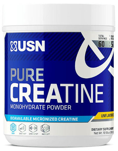USN Pure Creatine Monohydrate Powder - Unflavoured (60 Serves - 300g)
