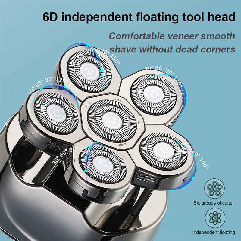 6 Blade Rechargeable Men's Electric Shaver - Silver