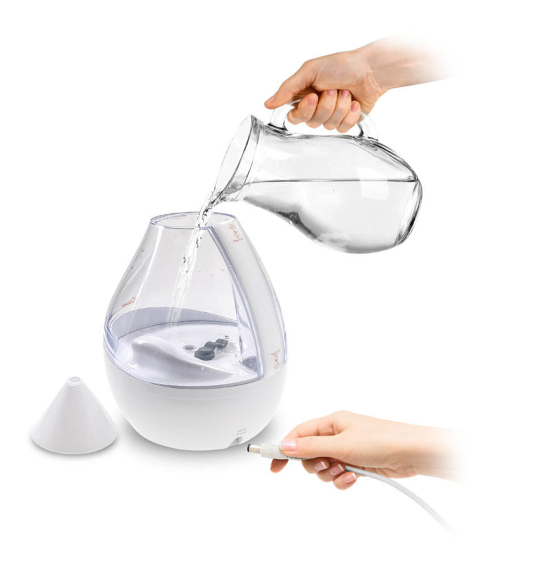 Crane: 4 in 1 Top Fill Drop Humidifier with Sound Machine - Clear