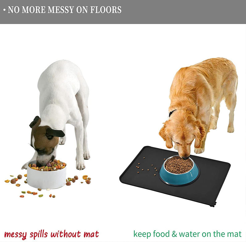Non-Slip Waterproof Pet Feeding Mat - 54 x38cm (Black)