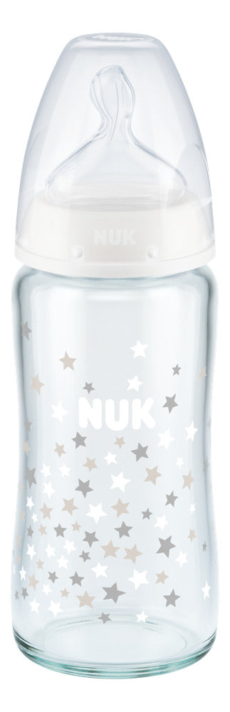 NUK: First Choice Plus Glass Baby Bottle 240ml - White