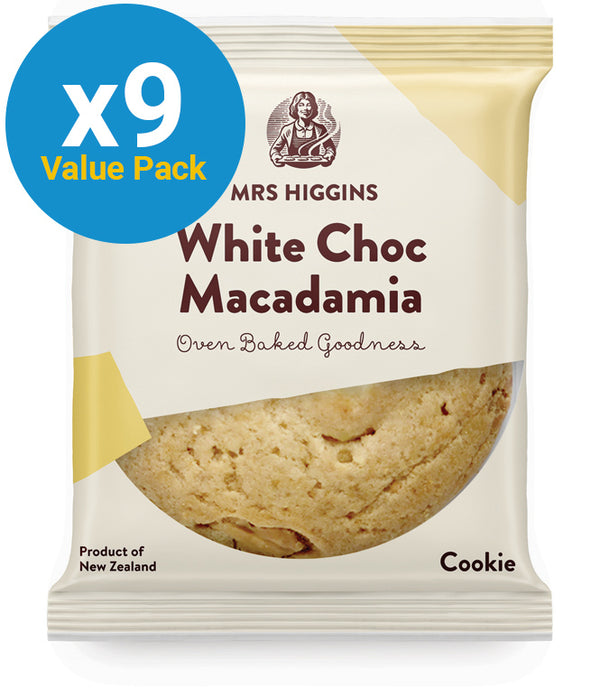 Mrs Higgins: White Choc Macadamia Cookie 85g (9 Pack)