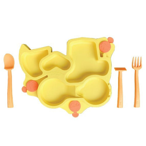 Constructive Baby: Truck Suction Plate and Cutlery - Yellow