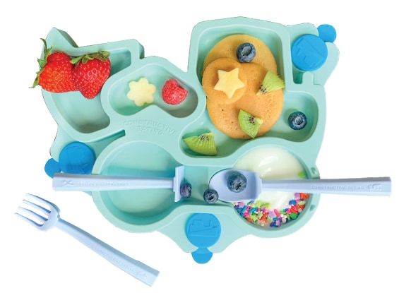 Constructive Baby: Truck Suction Plate and Cutlery - Teal