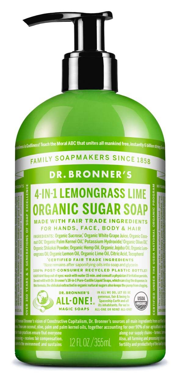 Dr Bronner's: Organic Sugar Soap Lemongrass (355ml)
