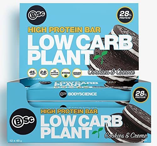 BSc BodyScience High Protein Low Carb Plant Bar Cookies & Creme (45g) x 12