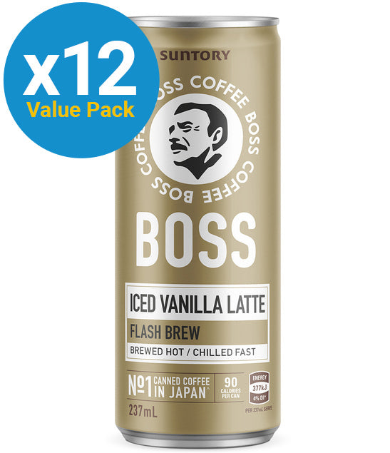 Suntory Boss Coffee Vanilla Latte - 237ml (12 Pack)