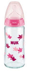 NUK: First Choice Plus Glass Baby Bottle 240ml - Pink Birds