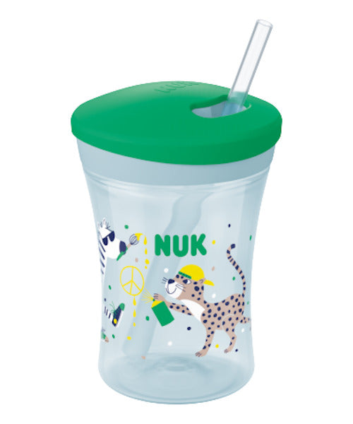 NUK: Evolution Action Cup - Green Zebra & Leopard (230ml)