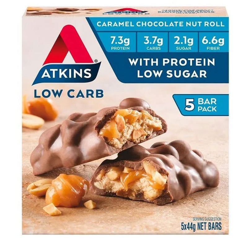 Atkins: Low Carb Caramel Chocolate Nut Roll - 5 Pack