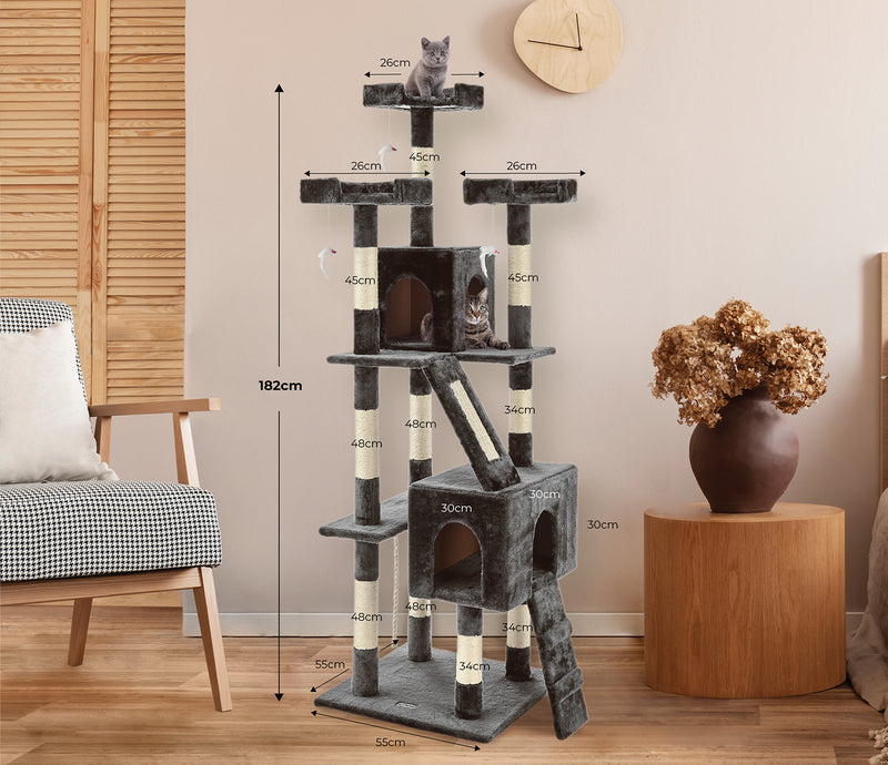 Zoomies Large Cat Tree Condo with Sisal Scratching Posts - 182cm