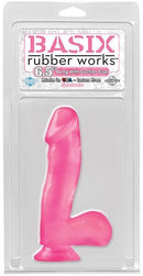 Basix: 6.5 Inch Suction Cup Dildo - Pink