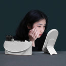 Portable Makeup Box with LED Lighted Mirror - White