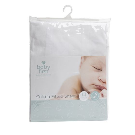 Baby First: Portacot Cotton Sheet - Fitted White