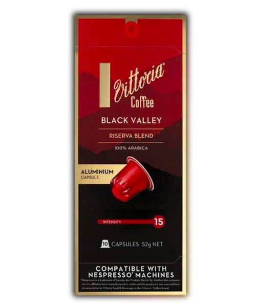 Vittoria Coffee: Compatible Coffee Capsules - Black Valley 10s x 6