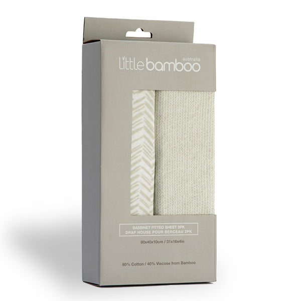 Little Bamboo: Jersey Fitted Bassinet Sheet - Herringbone Whisper (2 pk)