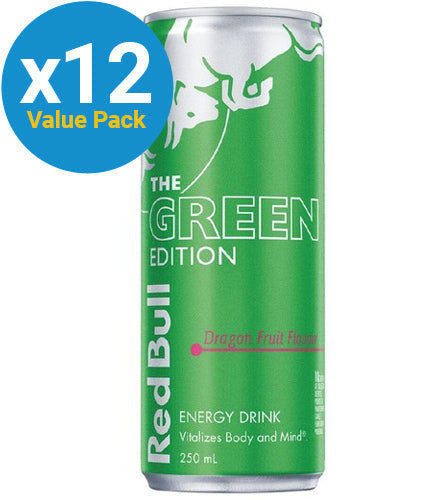 Red Bull Energy Drink, Green Edition, Dragon Fruit - 250ml (12 Pack)