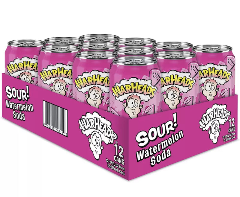 Warheads Sour Soda Can - Watermelon - 355ml (12 Pack)