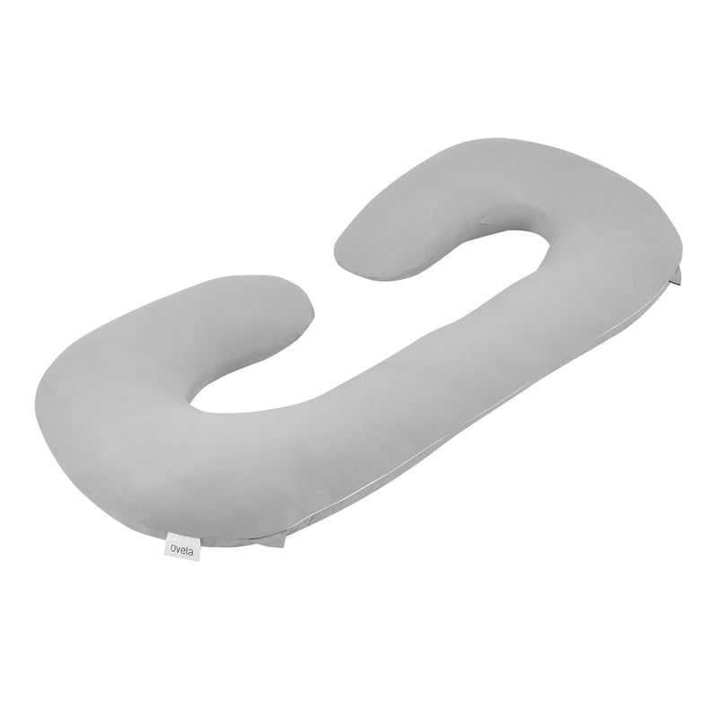 Ovela C-Shape Full Body Pregnancy Pillow-Grey