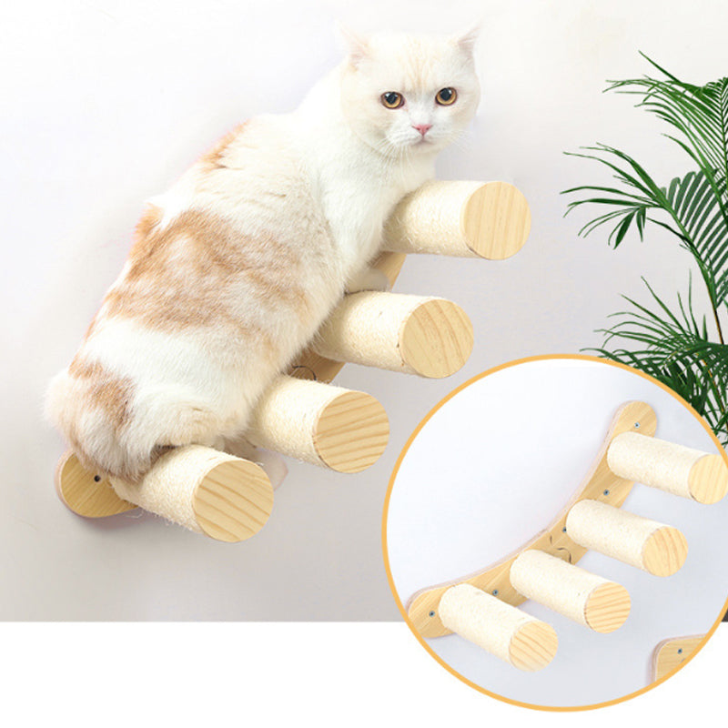 Solid Wood Climbing Frame Wall Sisal Scratching Post