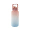 Large Capacity Portable Straw Water Bottle 2000ml - Pink & Blue