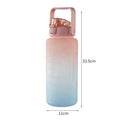 Large Capacity Portable Straw Water Bottle 2000ml - Pink & Blue