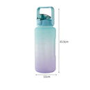 Large Capacity Portable Straw Water Bottle 2000ml - Green & Purple