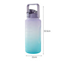 Large Capacity Portable Straw Water Bottle 2000ml - Purple & Green