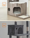 VASAGLE Feandrea 86cm Cat Scratching Post with 3 Lying Areas and Cave - Greige