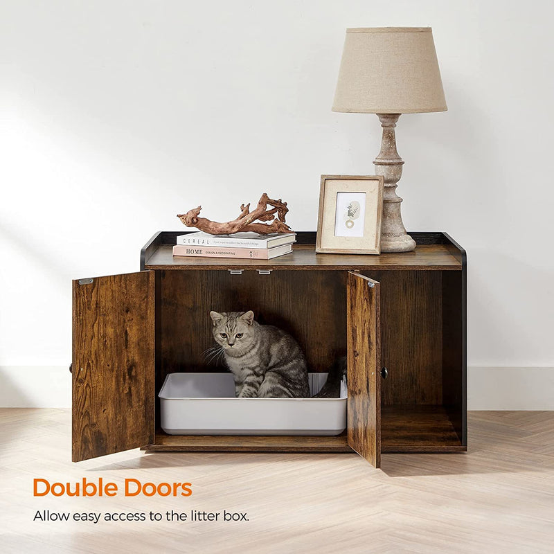 VASAGLE Feandrea Cat Litter Box Furniture Hidden with Front Entry - Rustic Brown & Black