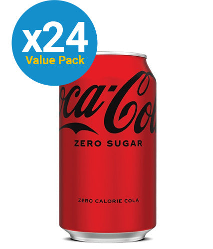 Coca-Cola Zero Sugar Soft Drink Cans - 330ml (24 Pack)