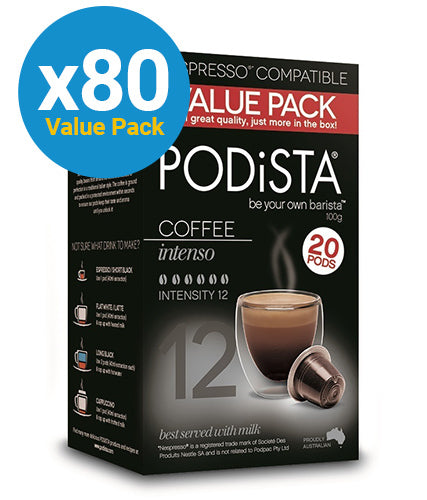 Podista Intenso Coffee Pods 20s (4 Pack)