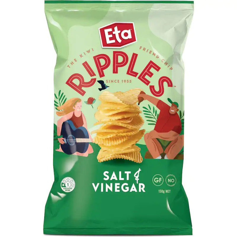 Eta Ripples Salt & Vinegar Chips (12 x 150g)