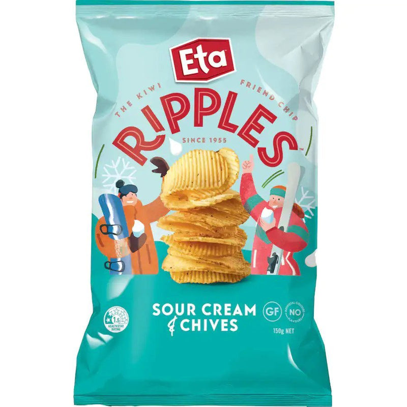 Eta Ripples Sour Cream & Chives Chips 150g (12 Pack)
