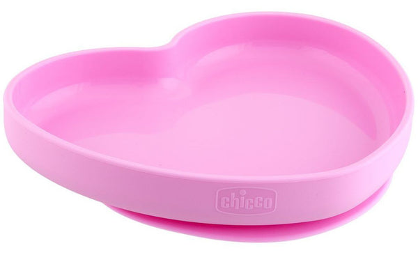 Chicco Silicone Heart Shaped Plate - Pink