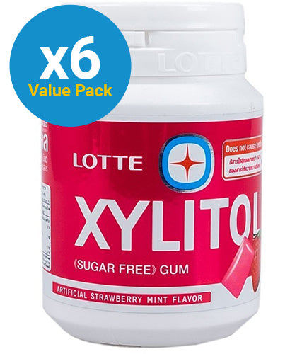 Lotte Xylitol Strawberry Sugar Free Chewing Gum 58g (6pk)