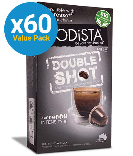 Podista: Double Shot Coffee Pods - 10s (60 Pack)