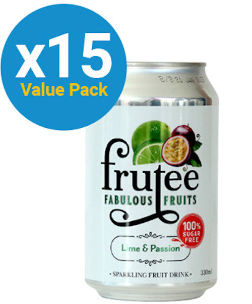 Frutee Sparkling Fabulous Fruits - Lime & Passion (15 Pack)