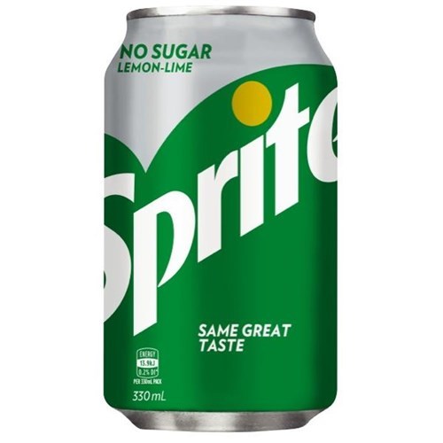 Sprite No Sugar Soft Drink Cans - 330ml (24 Pack) (Pack of 24)