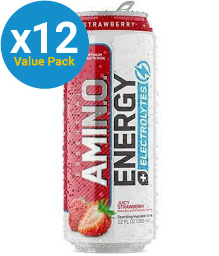 Optimum Nutrition Amino Energy Sparkling RTD - Strawberry - 355ml (12 Pack)